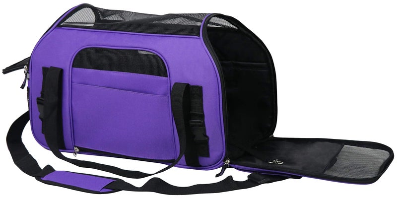 EliteField Soft Sided Pet Carrier (3 Year Warranty, Airline Approved), Multiple Sizes and Colors Available (Large: 19" L x 10" W x 13" H, Purple) - Image 3